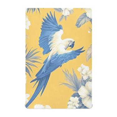 Imagem de Burbuja Lençol de berço de papagaio arara azul tropical para meninos e meninas, lençol com elástico 71 x 132 cm para colchão padrão de berço e cama infantil, macio e respirável
