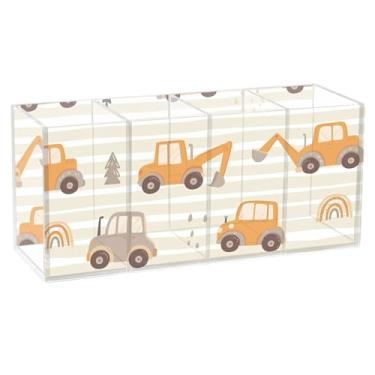 Imagem de Burbuja Porta-canetas de acrílico para carros, arco-íris, 4 compartimentos, suporte de lápis transparente para pincéis de maquiagem, acessórios de mesa de escritório em casa
