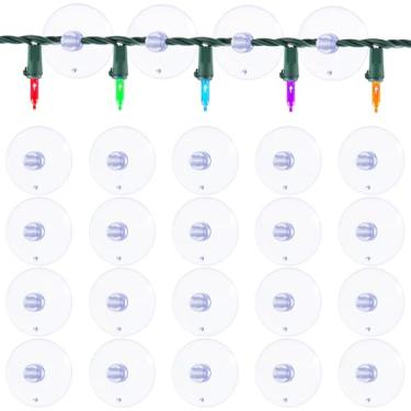 Imagem de Psyqtsuary 20 peças de ventosas para ventosas de vidro, luz de Natal, ventosas com furos de borracha, sem necessidade de ferramentas para decoração de corda de luzes de Natal