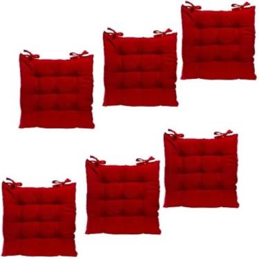 Imagem de Almofada confortavel para cadeira, estilo japones, vermelho Oxford, estofamento macio, aconchegante, compacto, vermelha