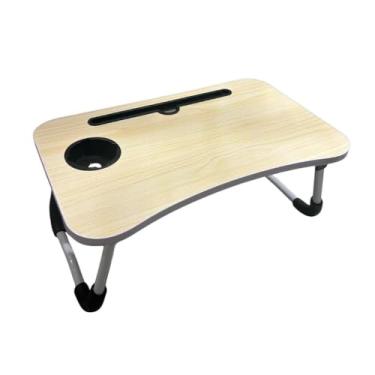 Imagem de Mesa Apoio Dobrável Cama Sofá Notebook Tablet Refeição Mesinha(Marrom Claro)
