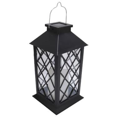 Imagem de Cryfokt Lanterna Solar de Metal Vintage para Exterior Com Design de Treliça para Decoração de Jardim, Lanterna Suspensa Movida a Energia Solar para Caminhos, de Quintal Em PVC Preto 11 X 5,5 Polegadas
