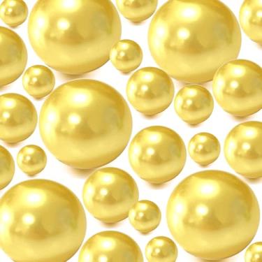 Imagem de Contas de enchimento de vaso 300 peças de contas flutuantes amarelas douradas para centros de mesa, vasos, pérolas falsas para velas flutuantes, mesa de casamento, tema de aniversário, festa