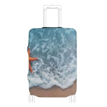 Imagem de Joisal Capas de bagagem para protetores de mala de praia estrela do mar capa elástica para terno acessórios de viagem manga de mala, P, serve para capa de 45 a 50 cm, Estrela-do-mar de praia, S 18-20