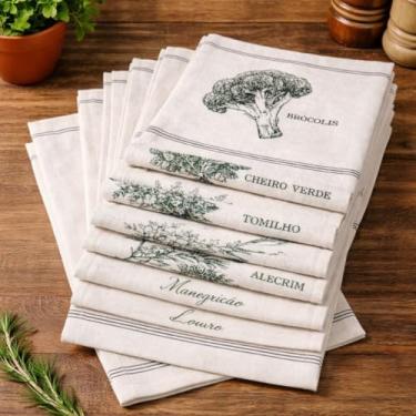 Imagem de Kit 10 Panos de Prato 100% Algodão Coleção Especiarias Grosso