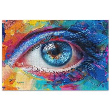 Imagem de Quebra-cabeça de olho de mulher pintura para adultos 1000 peças natureza elefantes brancos presentes mordaça presente quebra-cabeça flor impressão animal