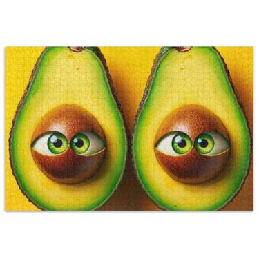 Imagem de Quebra-cabeça engraçado com olhos de abacate 1000 peças para adultos presentes de festa de elefante branco exclusivo colorido floral