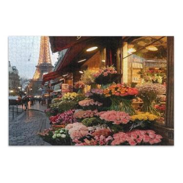 Imagem de Quebra-cabeça de 500 peças da loja de flores da Torre de Paris, quebra-cabeças exclusivos para adultos com letras na parte de trás