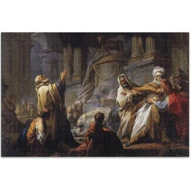 Imagem de Jean Baptiste Camille Corot Pintura Quebra-cabeças 1000 peças para adultos presentes para elefante branco jogo divertido família quebra-cabeça paisagem floral, 75 x 40 centímetros