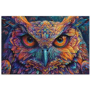Imagem de Quebra-cabeça de 1000 peças com pintura de coruja, cores brilhantes, para adultos, arte floral, natureza, quebra-cabeça, presentes para amantes de quebra-cabeças