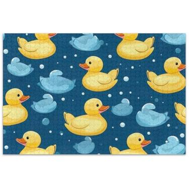 Imagem de Quebra-cabeça azul patos amarelos adultos 1000 peças presentes família elefante branco quebra-cabeça rígido flor animal