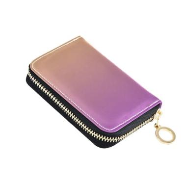 Imagem de Carteiras de cartão de crédito com bloqueio de RFID, lindas carteiras femininas com zíper pequeno, carteira de viagem com chaveiro, amarelo, orquídea escura, gradiente