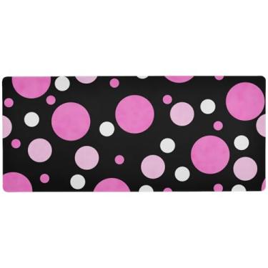 Imagem de Mouse pad de bolinhas rosa antiderrapante, tapetes de mesa, tapetes de mouse grandes, 80 x 30 cm