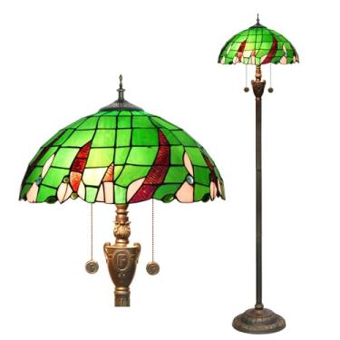 Imagem de Luminária de chão estilo Tiffany [2 lâmpadas][40,6 cm L x 157,5 cm A] Luminária decorativa para casa, estilo mediterrâneo com vitrais antigos, ideal para leitura em sala de estar, quarto, co