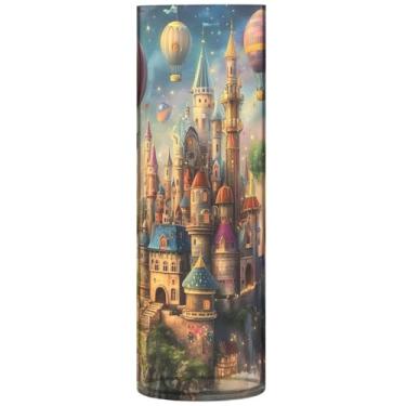 Imagem de Castelo caprichoso balão de ar quente cilindro vaso de flores para mesa personalizado grande outono vasos de plástico floral moderno decorações, 30 cm x 9,9 cm