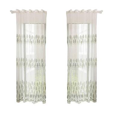 Imagem de Cortina de janela de poliéster Ainoli Valências Voile Quarto Decoração de sala de estar (Verde)