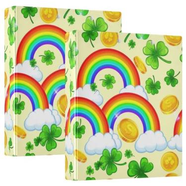 Imagem de Colorido Rainbows St fichários de 3,8 cm, 3 anéis, 200 folhas, com estampa animal, caderno, fichário de escritório, 31,5 x 27 x 6 cm, pacote com 2