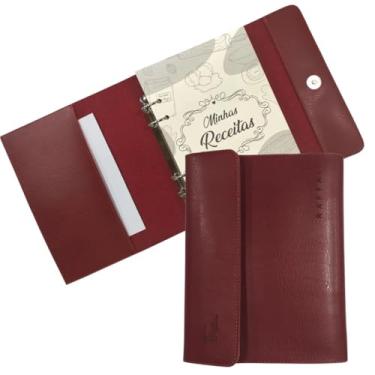 Imagem de Pasta Executiva Agenda Em Couro Fichário Com Refil Minhas Receitas A5 Raffai Personalizada (Vermelho)