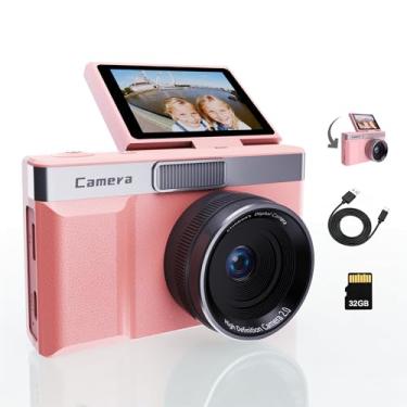 Imagem de Câmera digital FHD, câmera vlogging para crianças, meninos e meninas (rosa)
