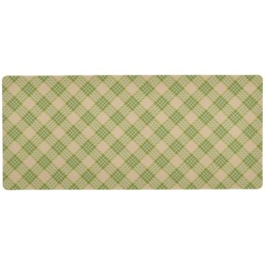 Imagem de Mouse pad xadrez verde bege chique controle de precisão para jogos, mouse pad grande para jogos, 90 x 39,9 cm, tapete de mesa