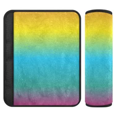 Imagem de Joitme Almofada de cinto de segurança Rainbow Gradient com dois pacotes, capas de alça de assento de carro finas, adequadas para vários usos, capas de alça de carrinho de bebê