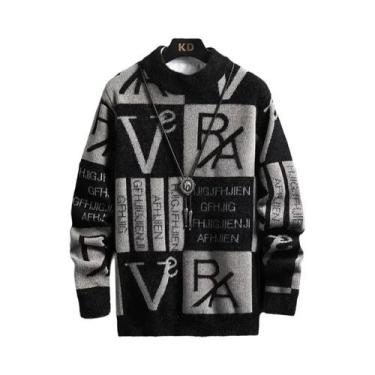 Imagem de Suéter Masculino De Tricô Listrado Gola Redonda Pulôver Casual De Outo