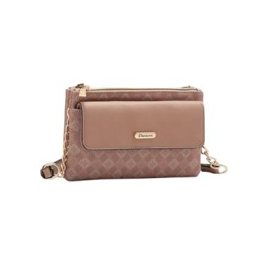 Imagem de Bolsa Feminina Transversal Monograma Geométrico Chenson Original (Rosê)