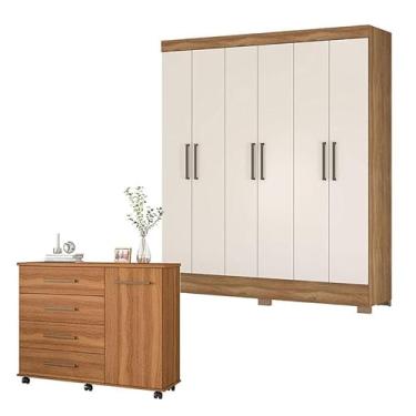 Imagem de Cômoda Flora e Guarda Roupa Casal Verso Amêndola Off White - Demóbile