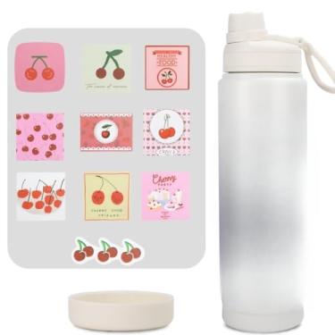 Imagem de Garrafa Térmica Inox 750ml | Vedação Antivazamento | Retém Frio/Quente | Leve p/Carro/Escritório(750ML Branco com Base)