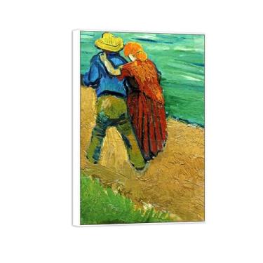 Imagem de BMZFYBS Vincent van Gogh Famosa pintura em tela de arte de parede pronta para pendurar. Provence. Imagem em moldura branca para decoração de sala de estar 60 x 90 cm 24 x 35 pol