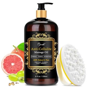 Imagem de Pjordo Óleo de massagem anticelulite com massageador, colágeno e células-tronco óleo de aperto da pele óleo natural de terapia removedor de celulite para celulite e estrias (8 Fl Oz)