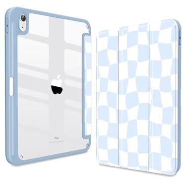 Imagem de CISSOOK Capa para iPad 11 polegadas 2025 (A16)/iPad de 10.9 polegadas 10ª geração 2022, com suporte para Apple Pencil, despertar/hibernar automaticamente, quadriculado azul claro