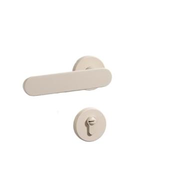 Imagem de Maçaneta de porta silenciosa francesa tipo A Off-White com luz de fechadura de porta de madeira luxuosa