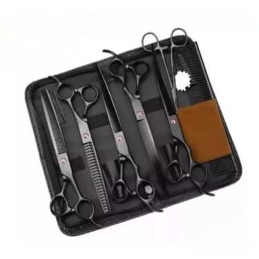 Imagem de Kit 5 em 1 Tesoura Profissional para Gatos e Cães - Cabeleireiro e Barbeiro para Pets(kit 7)
