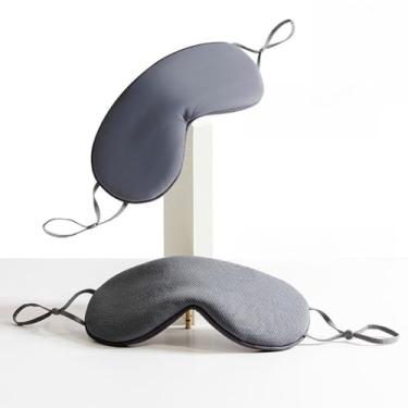 Imagem de Máscara de dormir dupla face, máscara de dormir macia para viagem para homens e mulheres, seda de leite ajustável e laterais de pano quente para dormir (cinza)