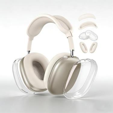 Imagem de [4 em 1] Capa de silicone para AirPods Max USB-C (2024), antiarranhões, à prova de suor, capa para fones de ouvido, acessórios para faixa de cabeça, protetor de silicone para fones de ouvido AirPods