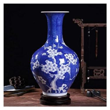 Imagem de Vaso decorativo vaso chinês Jingdezhen antiguidades China mão clássico azul design floral porcelana branca padrão de flor autêntica decoração cerâmica cerâmica