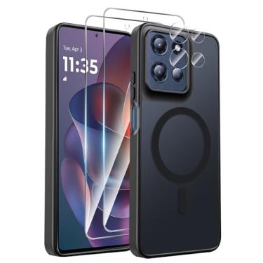 Imagem de Yskbilm Capa magnética para Moto G 2025, com protetor de tela e protetor de lente da câmera, [militar à prova de choque] capa traseira fina para celular Moto G 2025 5G, preta