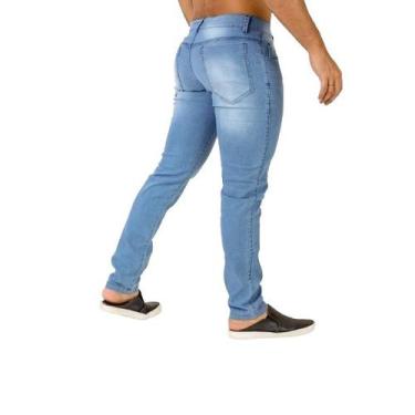 Imagem de 01-Calça jeans masculina escura com detalhe no bolso traseira - Sem Ma