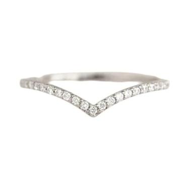 Imagem de Anel Feminino De Prata Esterlina 925 Com Zircônia Em Formato V, Joia F