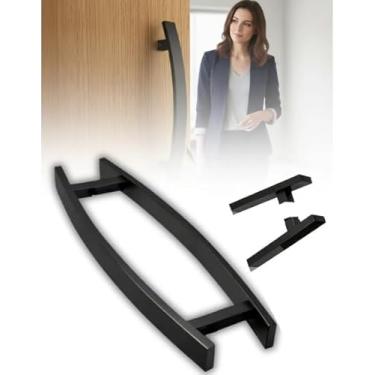 Imagem de Puxador Barra Chata Curvo 60cm Inox Preto Porta Madeira Vidro