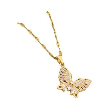 Imagem de Colar Feminino Com Pingente De Cristal De Zircônia Banhado a Ouro 18K 