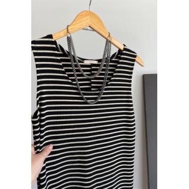 Imagem de Vestido Estampado Daili - L'amour storee, PP, Listrado preto, Off