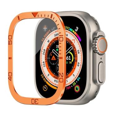Imagem de MURVE Vidro temperado para Apple Watch Ultra 2 49 mm protetor de tela anti-riscos HD filme completo de metal bumper iWatch Ultra 49 mm acessório (laranja B)
