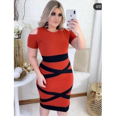 Imagem de Vestido Midi Plus Size X Moda Feminina Evangélica - MISS FLOWER, Terra