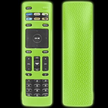 Imagem de Capa protetora para controle remoto VIZIO XRT-136, capa de silicone antiderrapante à prova de choque, capa remota com cordão (verde fluorescente)