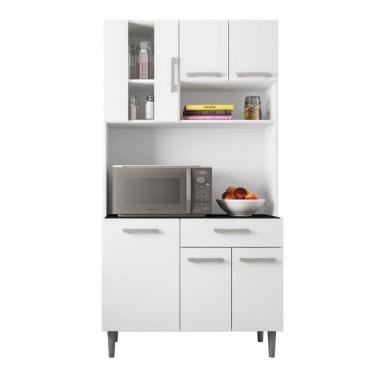Imagem de Armário de Cozinha 6 Portas 1 Gaveta Carol Poliman Móveis Branco