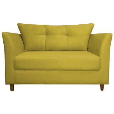 Imagem de Namoradeira Decorativa Isis Pés Trapézio Suede Mostarda - DS Estofados