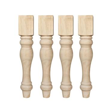 Imagem de 41 x 9 x 9 cm pernas de cadeira de mesa de fazenda grossas de madeira, conjunto de 4 pernas de bancada de substituição maciças inacabadas de madeira maciça, colunas de armário de ilha de cozinha para