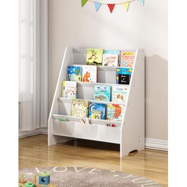 Imagem de SEIRIONE estante infantil resistente, estante de livros para quarto de crianças com estilingue oxford à prova de rasgos, estante infantil ecologicamente segura, estante infantil com altura i